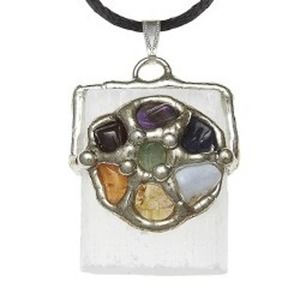 Chakra Beam of Light Pendant Natural Gemstone Handmade Necklace